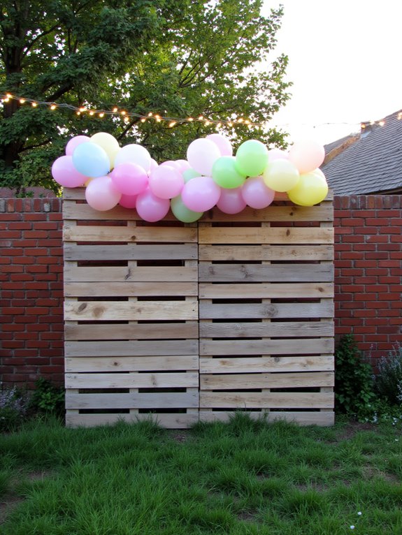 rustic wooden balloon backdrop
