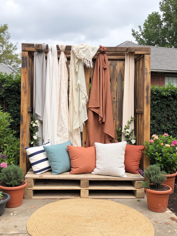soften wooden backdrop with textiles