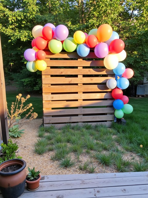 sustainable pallet balloon backdrop