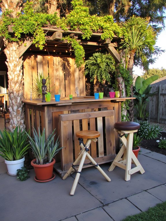 tropical backyard tiki bar