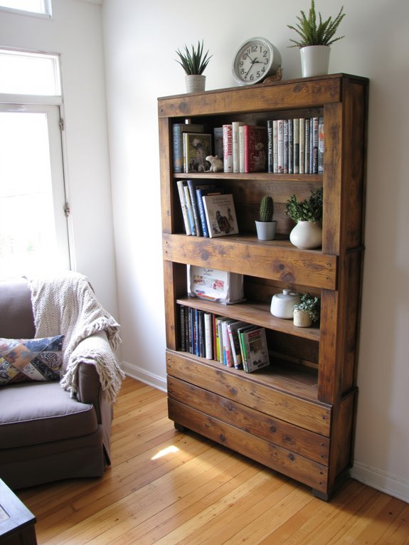 versatile rustic pallet bookshelf