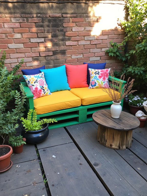 vibrant outdoor pallet sofas