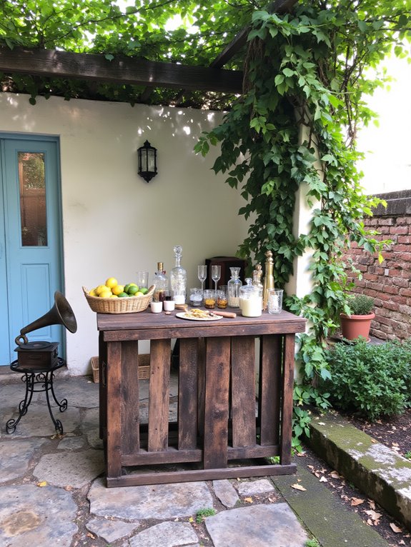 vintage pallet bar cart