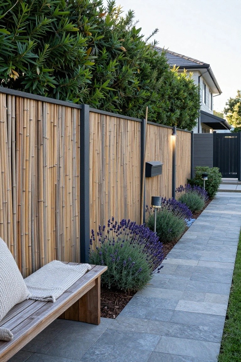 Bamboo Privacy Fence with Dark Frames