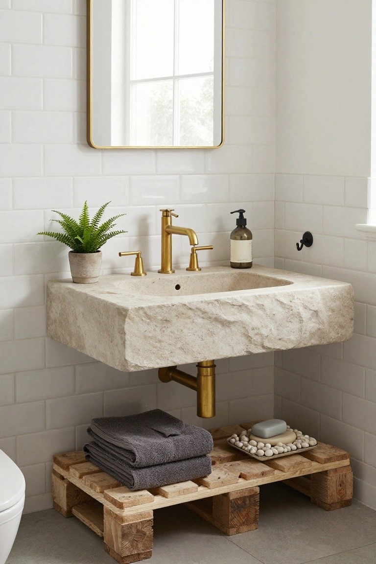 Pallet Shelf Under the Bathroom Sink