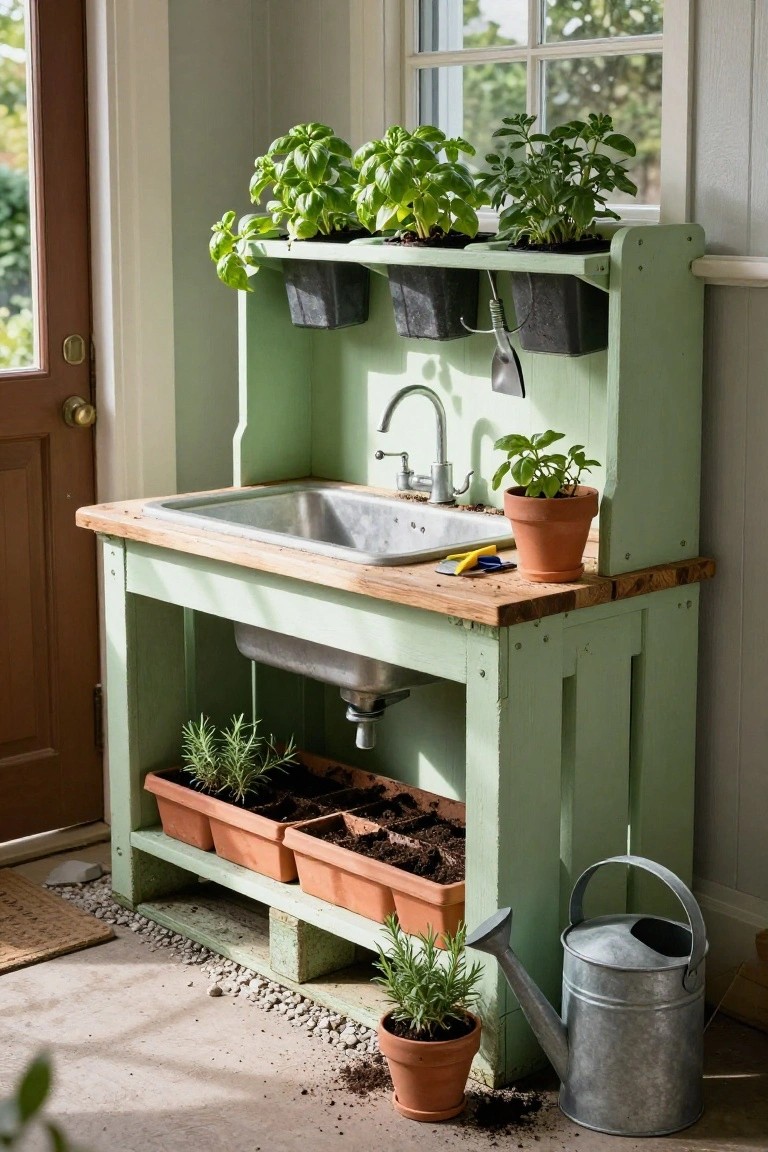 Pallet Potting Bench with Sink