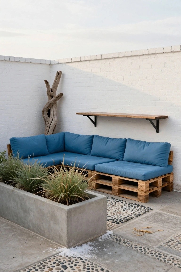 Blue Cushion Pallet Corner Couch
