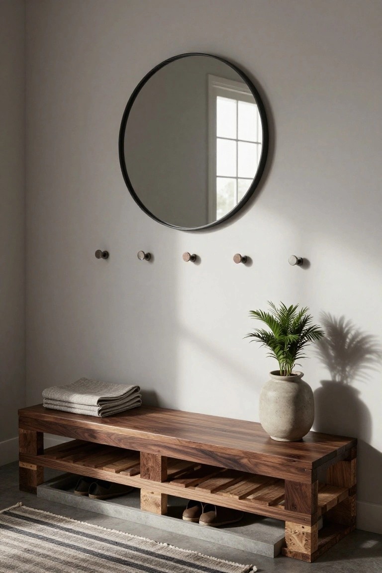 Pallet Entryway Bench with Shoe Storage