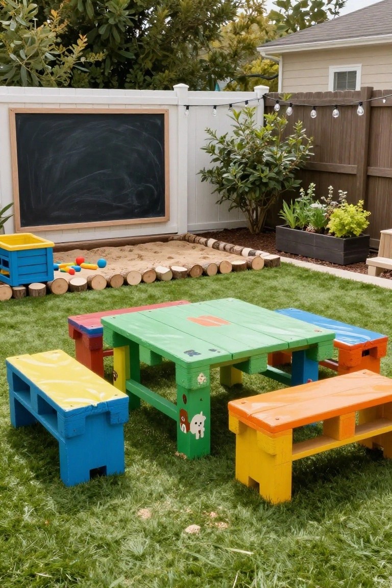 Playful Pallet Picnic Table Setup