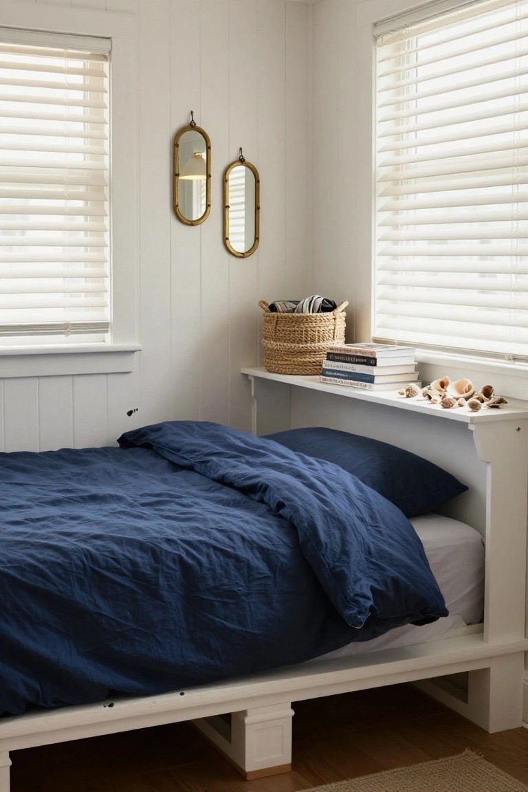 Pallet Bed Frame with Built-In Shelf