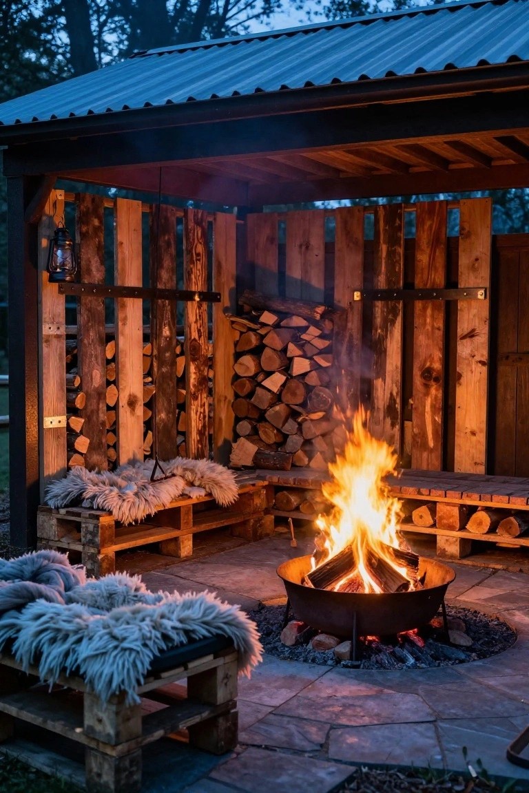 Pallet Benches for Fire Pit Seating