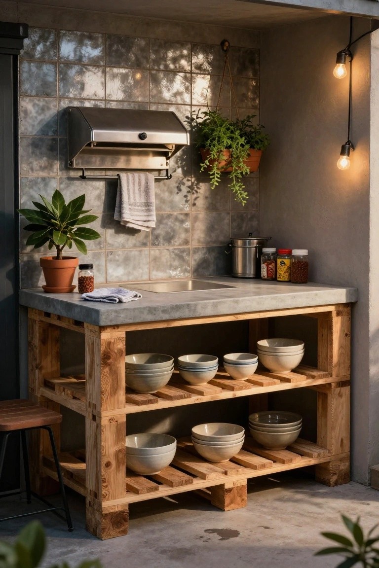 Outdoor Kitchen Made from Pallets