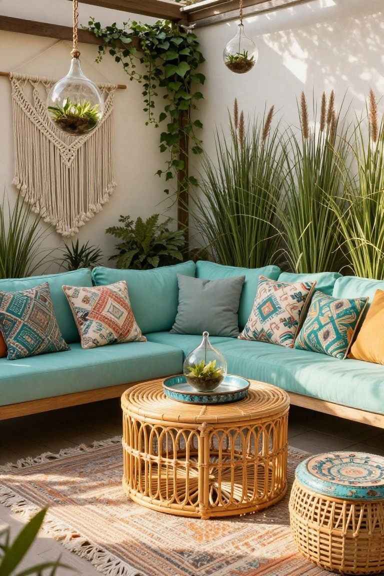 L-Shaped Outdoor Sofa Setup